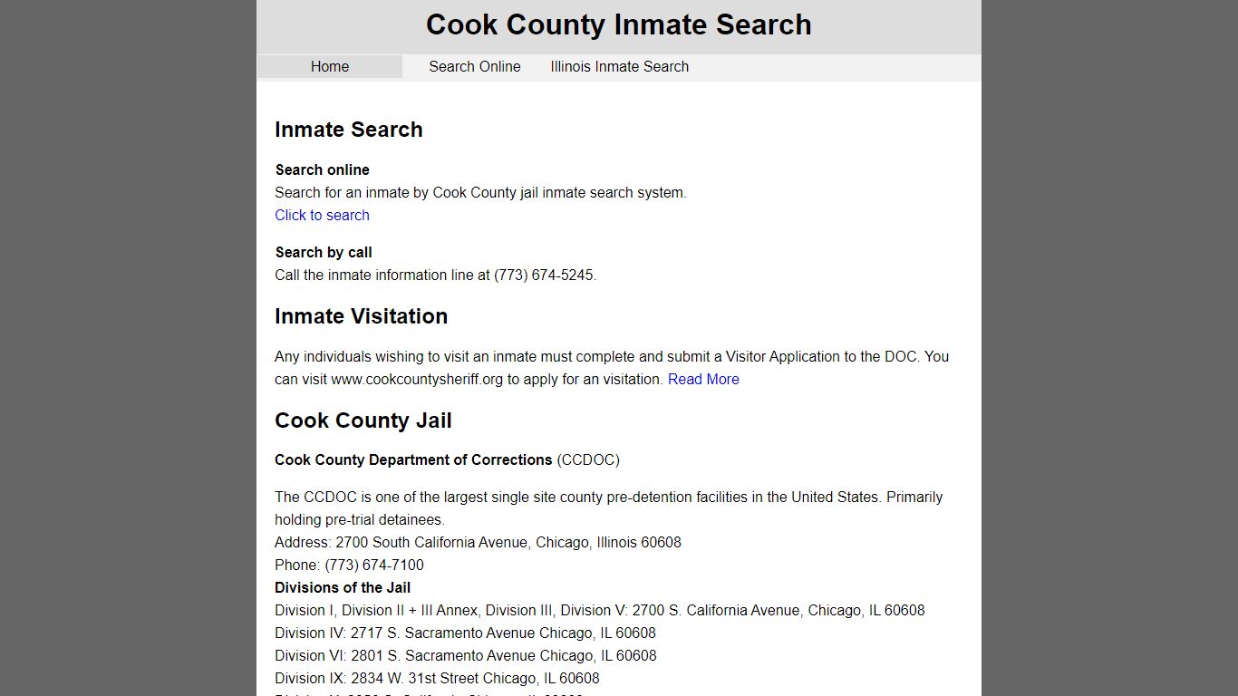 Cook County Inmate Search